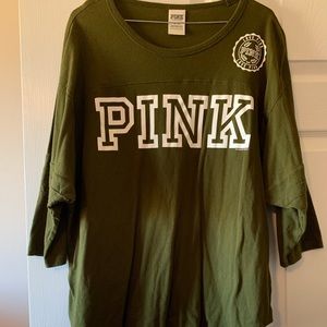 Olive green 3/4 sleeve PINK shirt
